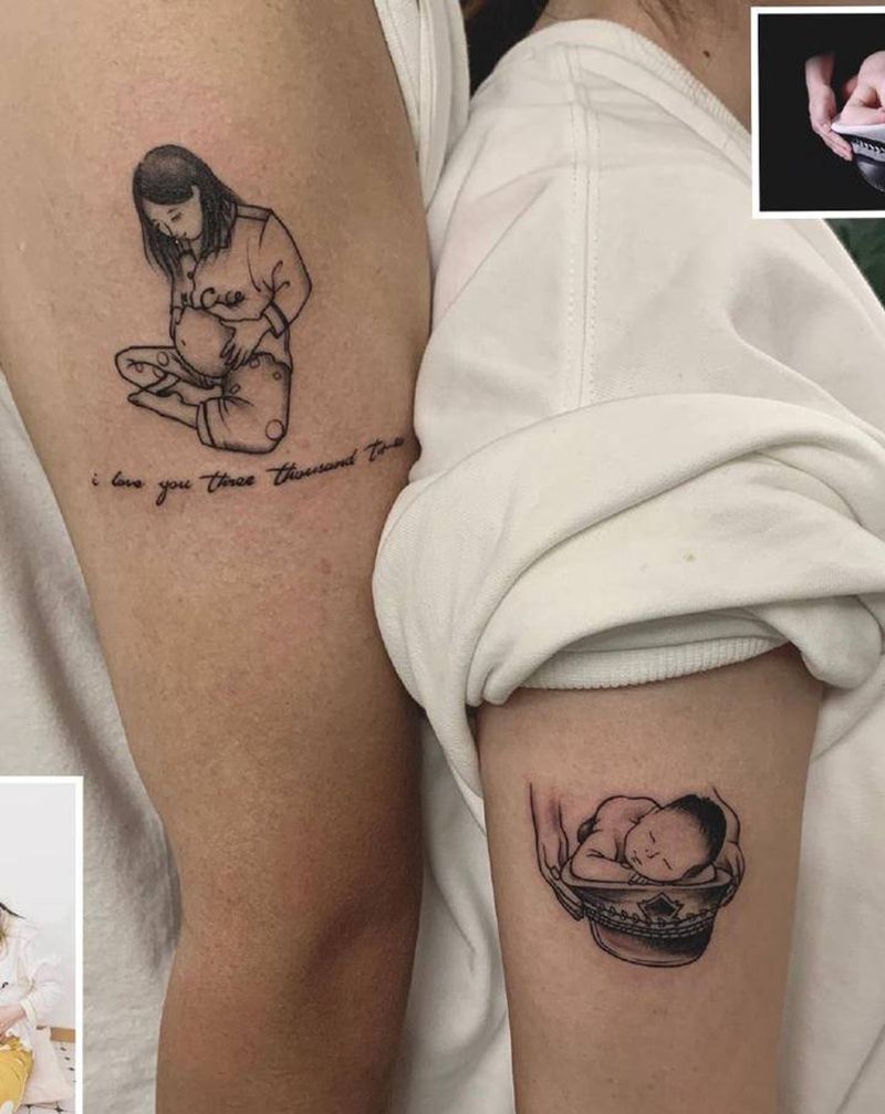 家人纹身图片_手臂几何纹身图案