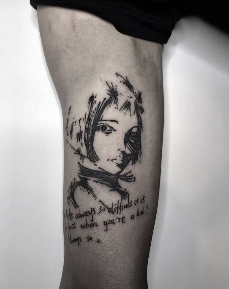 这个杀手不太冷纹身图片_手臂几何水墨纹身图案