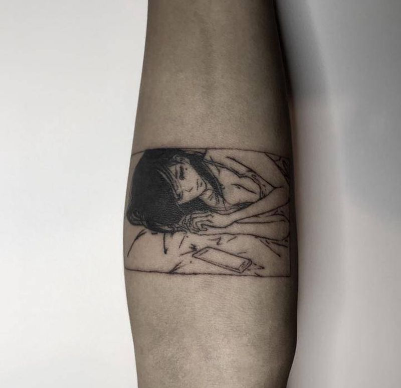 漫画纹身图片_手臂几何纹身图案