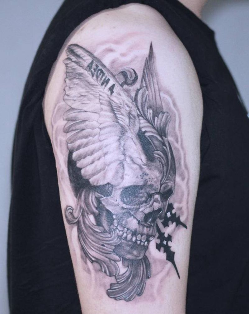 一念之间纹身图片_手臂欧美写实纹身图案