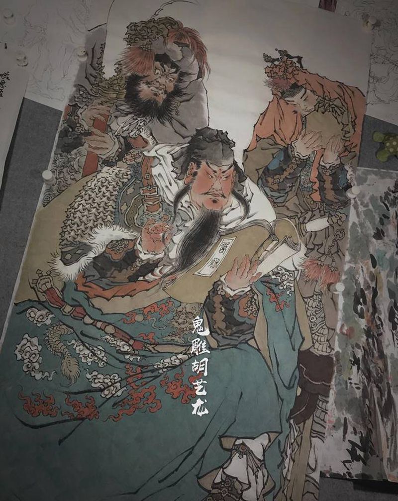 读春秋 未完纹身图片_手臂背部老传统新传统关公中国风手稿纹身图案