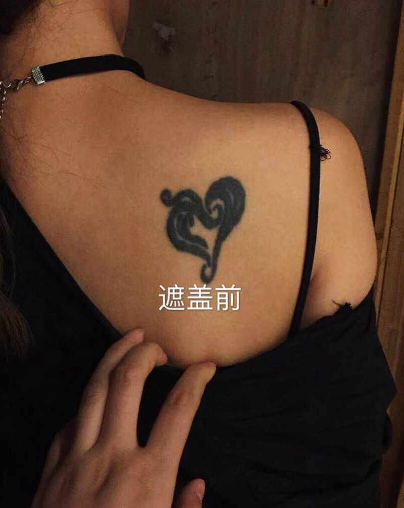 遮盖纹身图片_颈部肩部老传统新传统纹身图案
