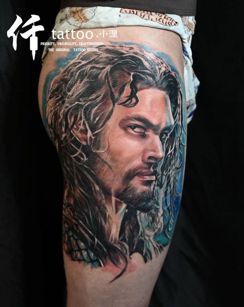 海王纹身图片_欧美写实纹身图案