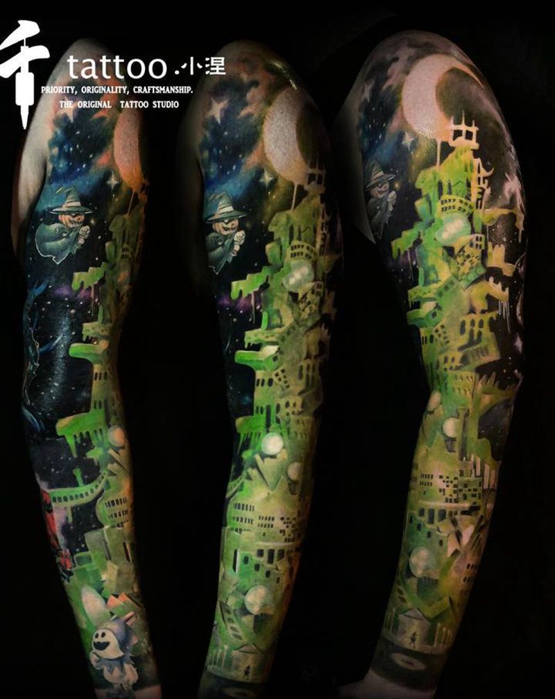 插花花臂纹身图片_手臂欧美写实纹身图案