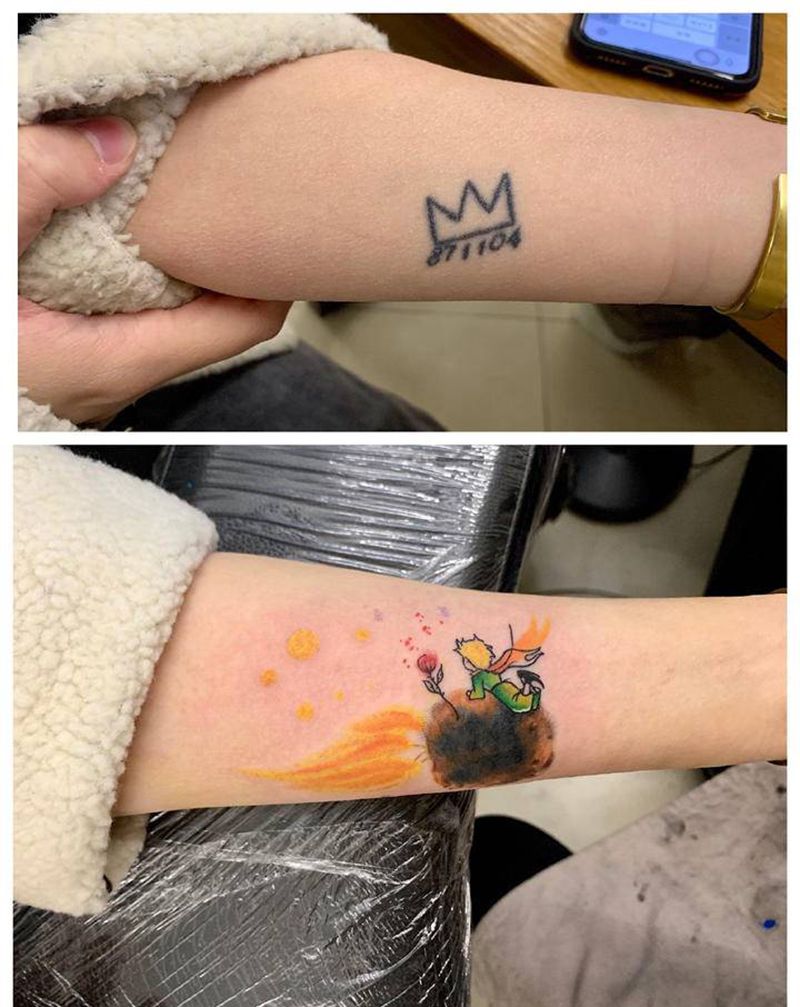 小王子 遮盖纹身图片_手臂遮盖纹身图案