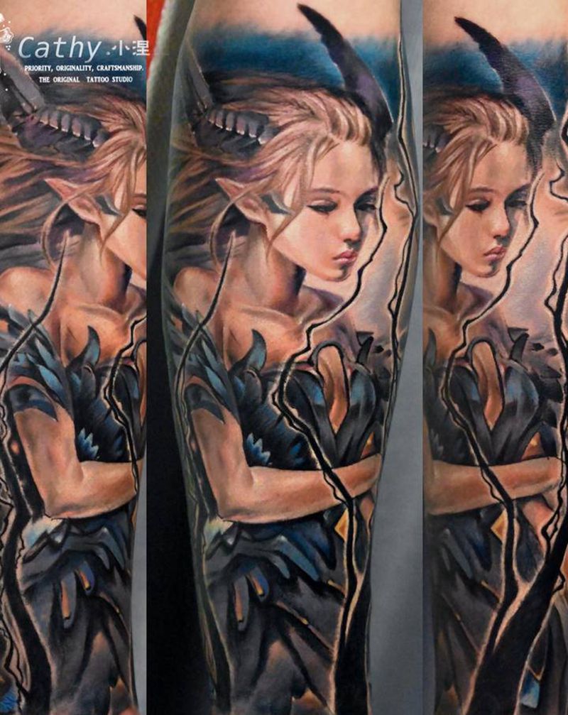 彩色写实半臂纹身图片_手臂欧美写实纹身图案