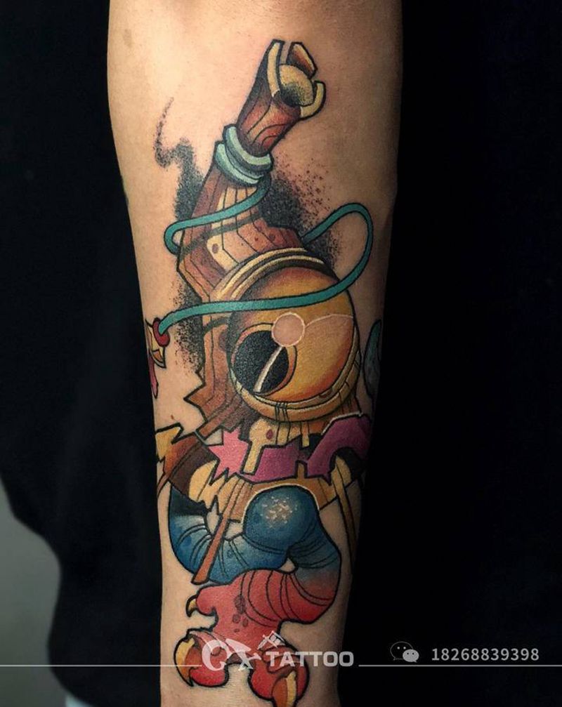 New school伞妖纹身图片_手臂New School新传统伞妖鬼绣文化纹身图案