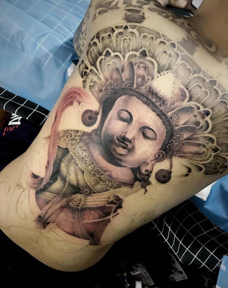佛纹身图片_背部新传统纹身图案