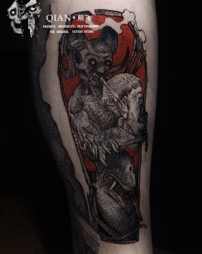 暗黑系列纹身图片_点刺纹身图案