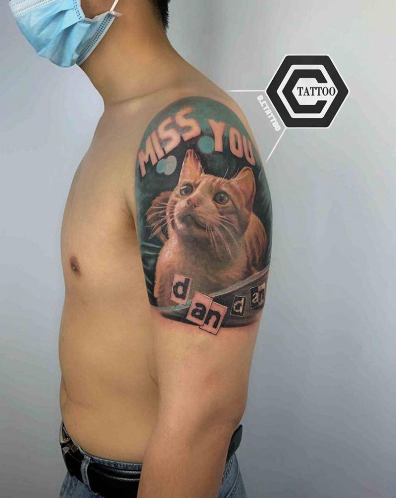 爱宠纹身图片_手臂欧美写实纹身图案