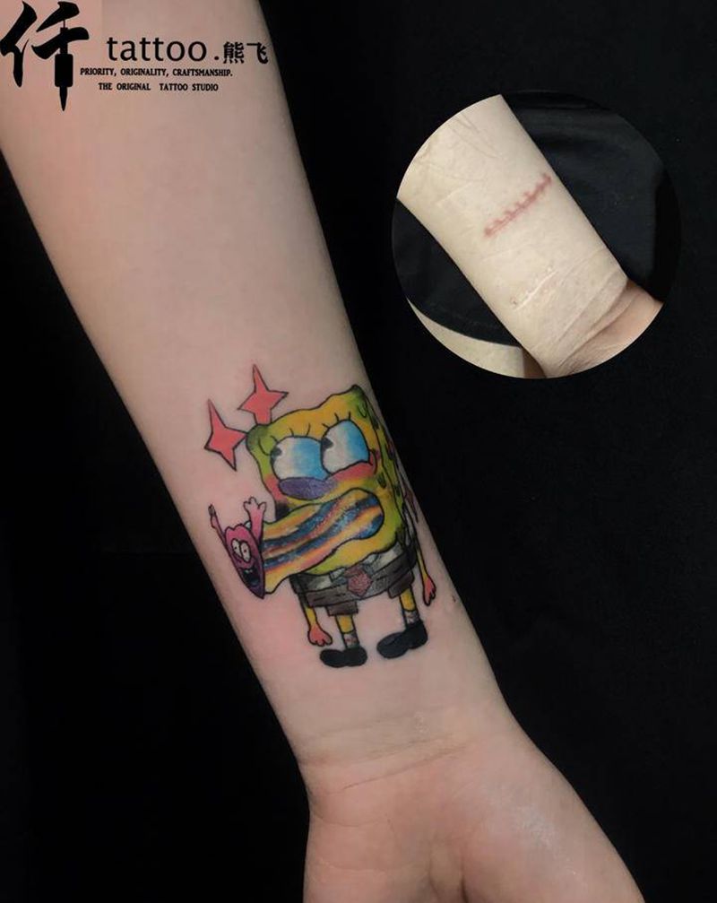 海绵宝宝纹身图片_Old School纹身图案