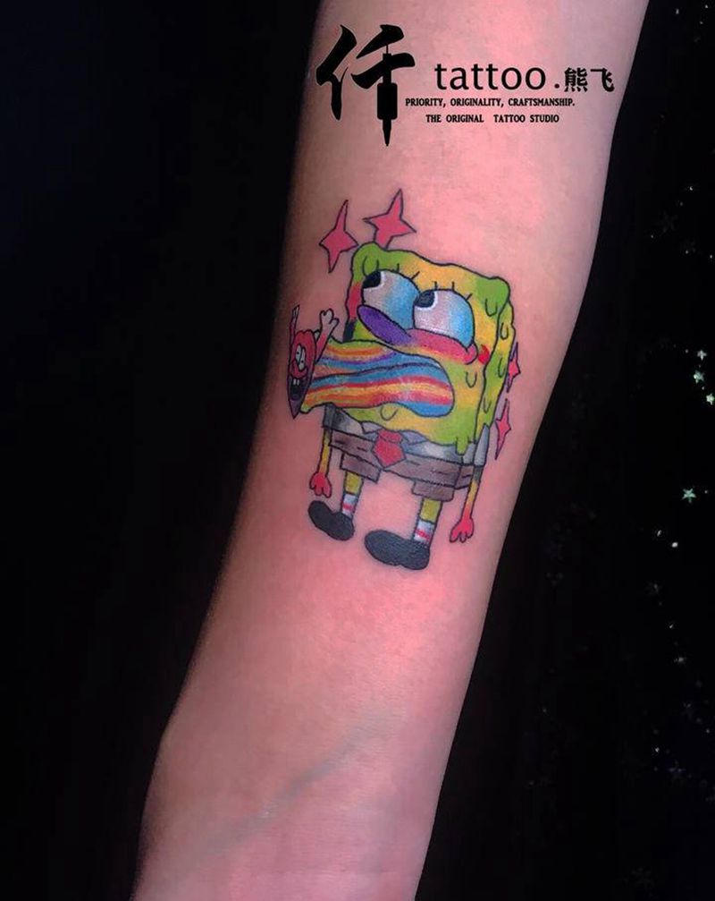 海绵宝宝2纹身图片_Old School纹身图案