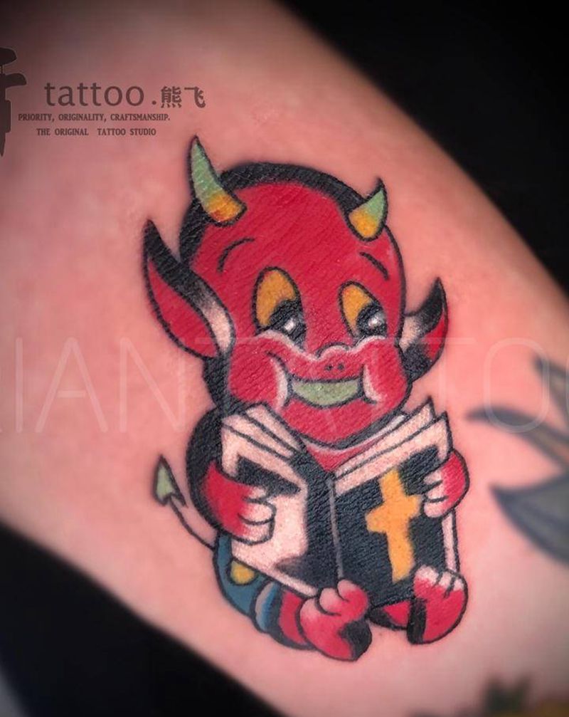 old school小恶魔纹身图片_手臂手部Old School卡通纹身图案
