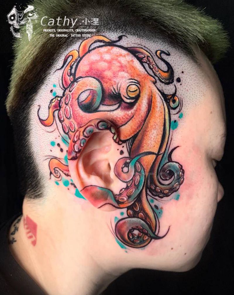 章鱼纹身图片_原创手绘章鱼纹身图案