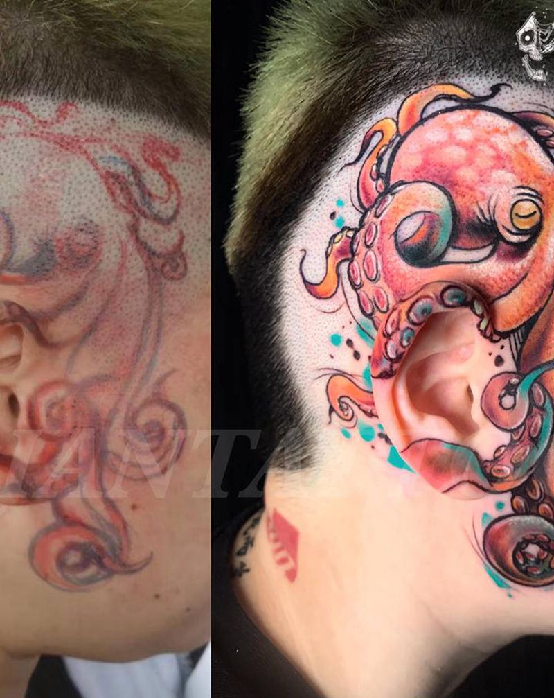 章鱼纹身图片_重庆原创设计手绘纹身图案