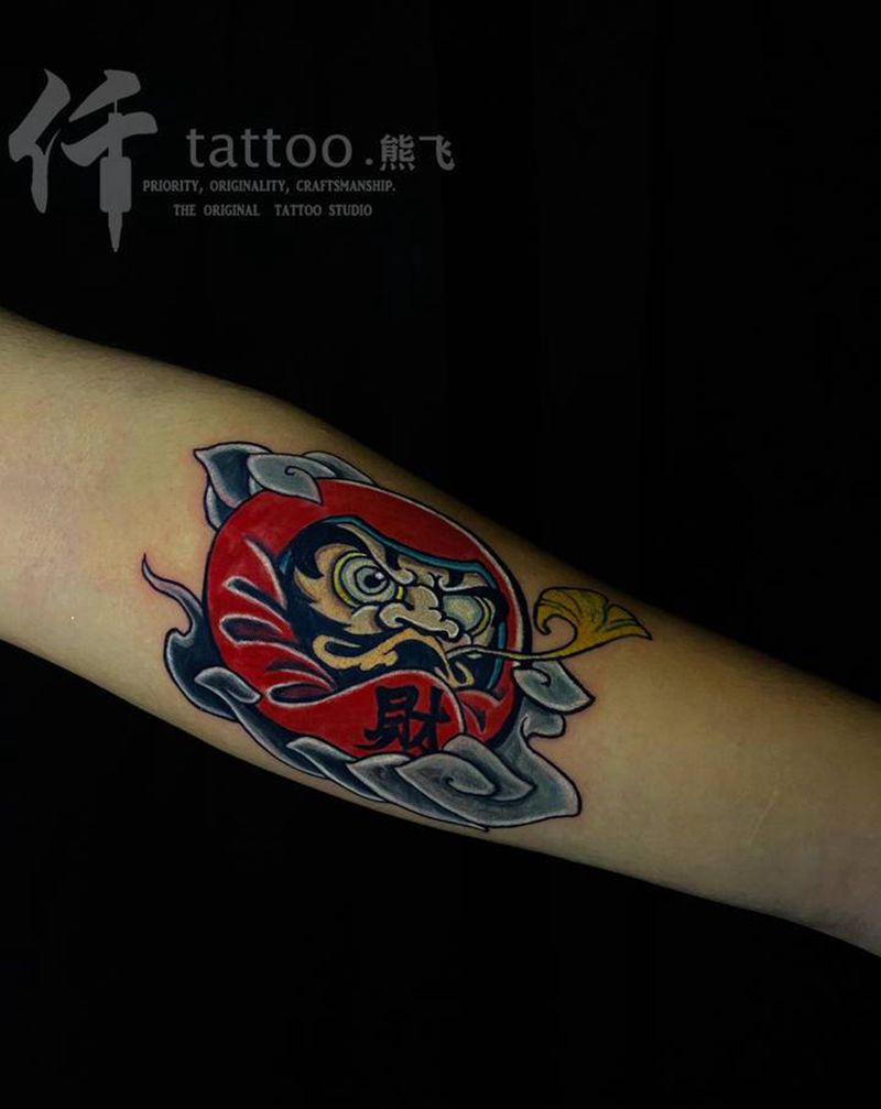 达摩纹身图片_手臂新传统纹身图案