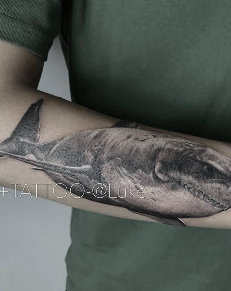 Shark纹身图片_手臂欧美写实纹身图案