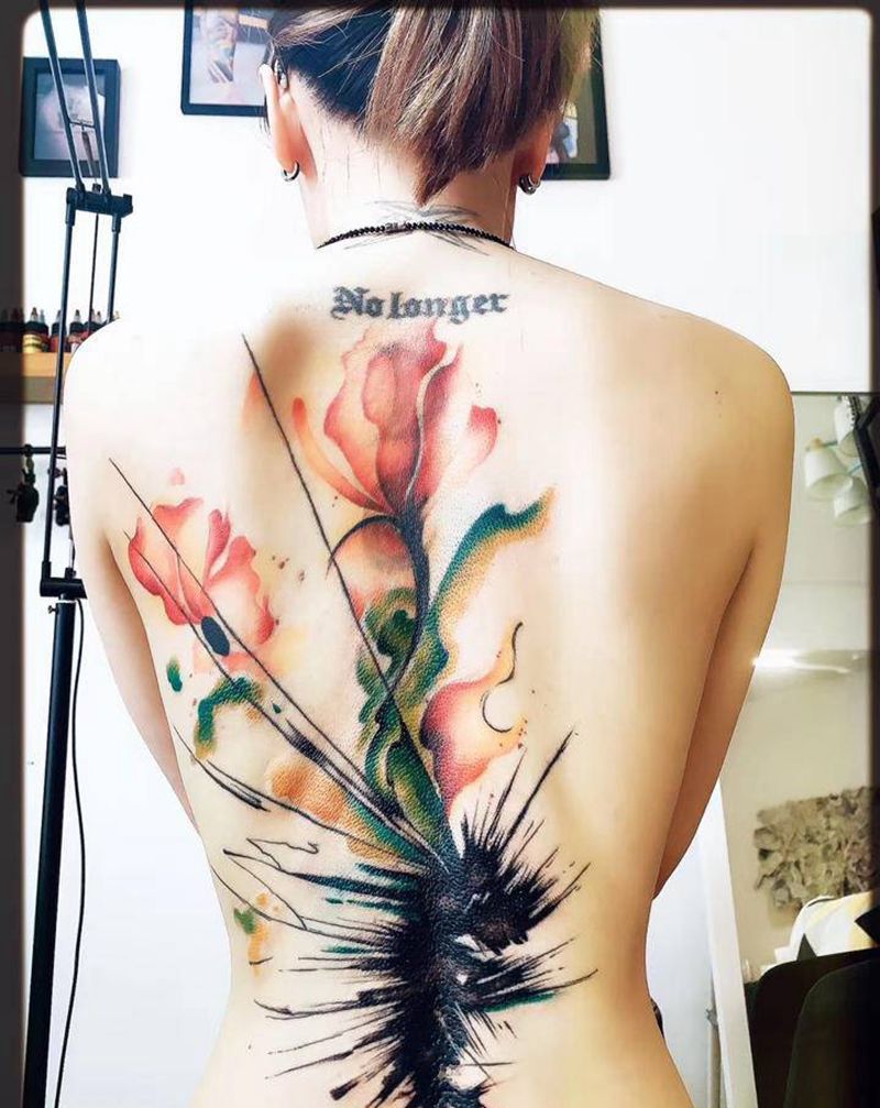 遮盖纹身图片_背部纹身图案