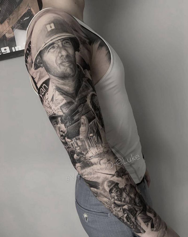 拯救大兵瑞恩纹身图片_手臂欧美写实纹身图案