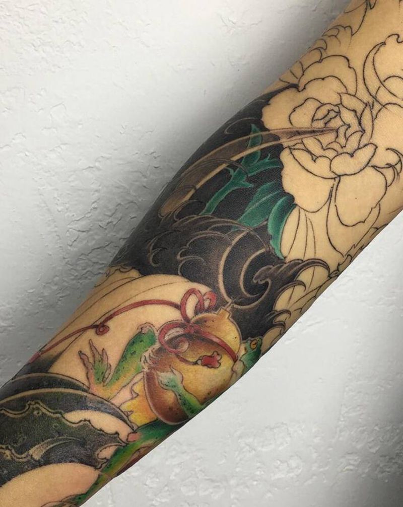 日式花臂纹身图片_手臂老传统纹身图案