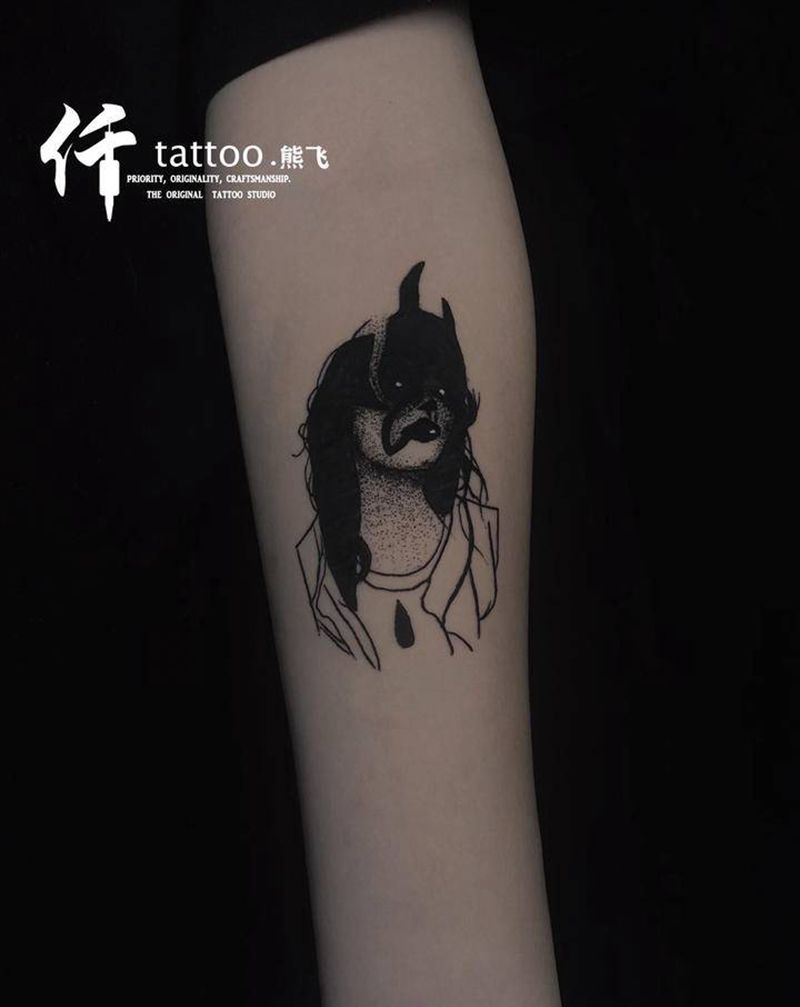 暗黑纹身图片_手臂点刺暗黑纹身图案