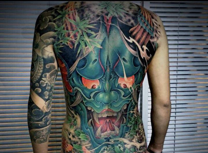 般若纹身图片_背部新传统纹身图案