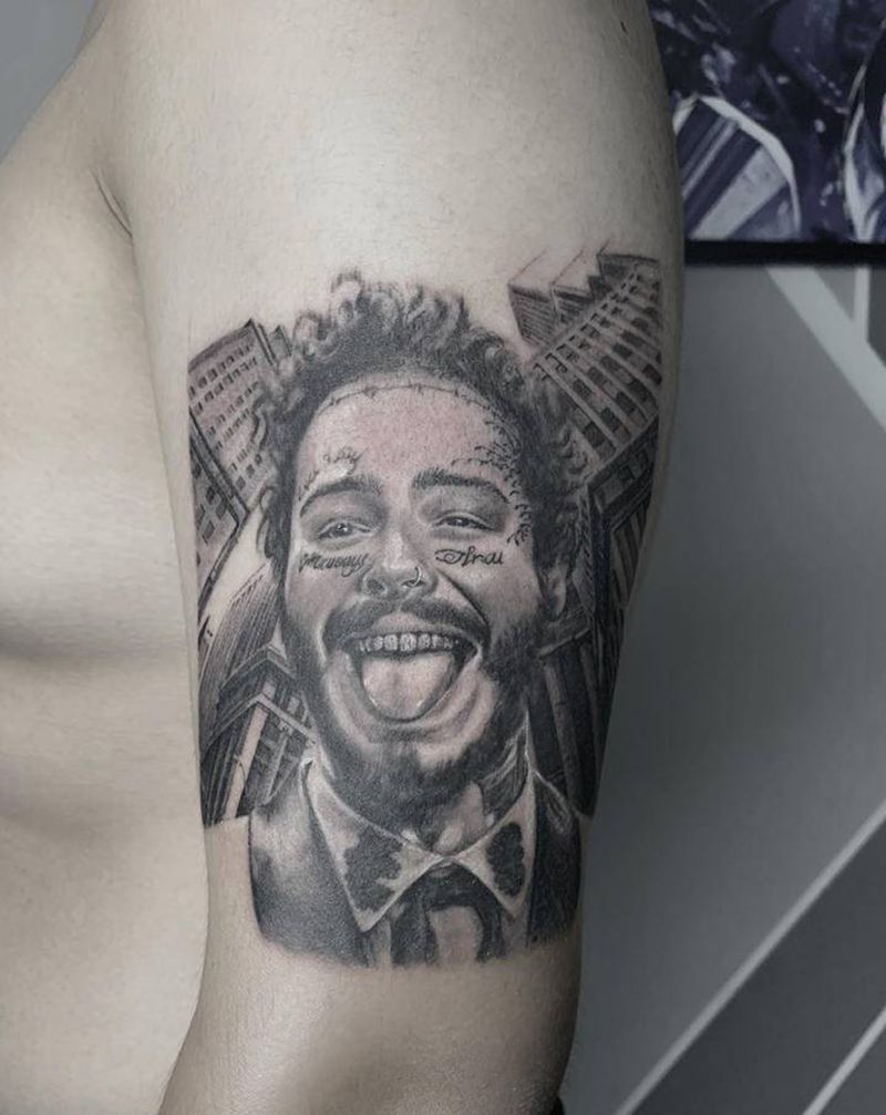 Post Malone纹身图片_手臂欧美写实纹身图案