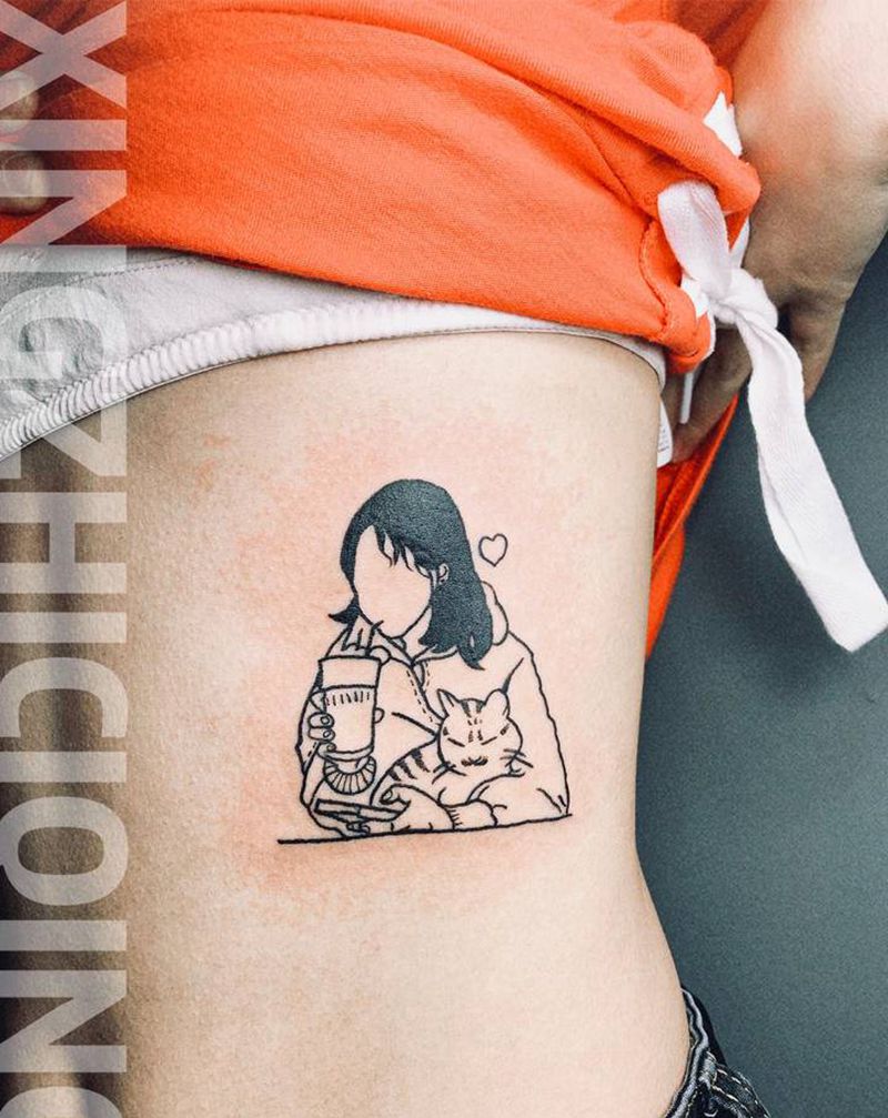 简笔画纹身纹身图片_腰部几何纹身图案