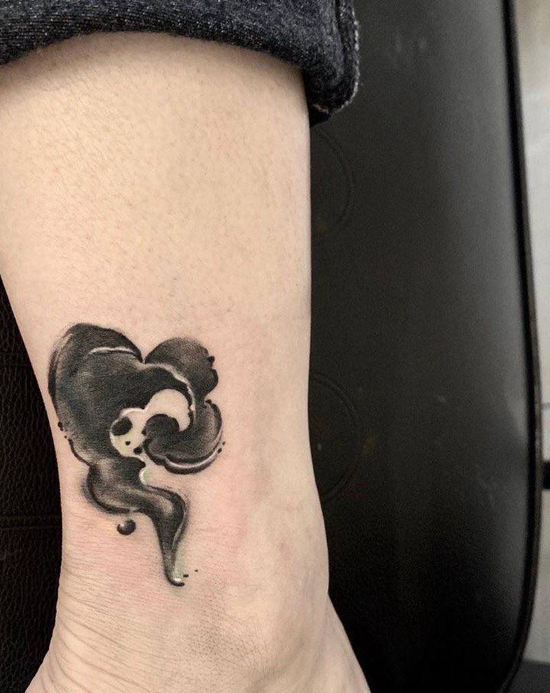 祥云 遮盖纹身图片_脚部水墨遮盖纹身图案