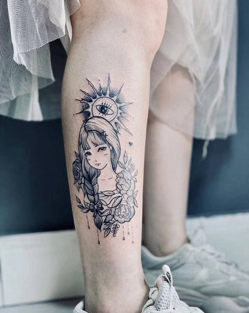 。纹身图片_腿部脚部纹身图案