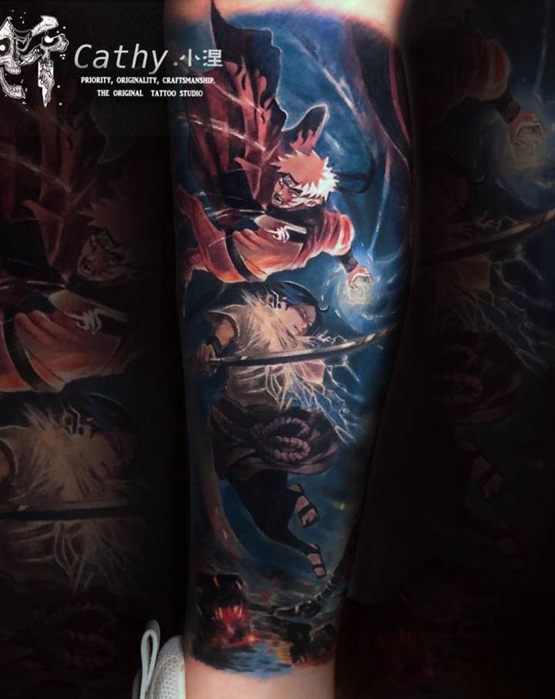 火影包小腿纹身图片_腿部欧美写实原创设计火影忍者重庆纹身图案