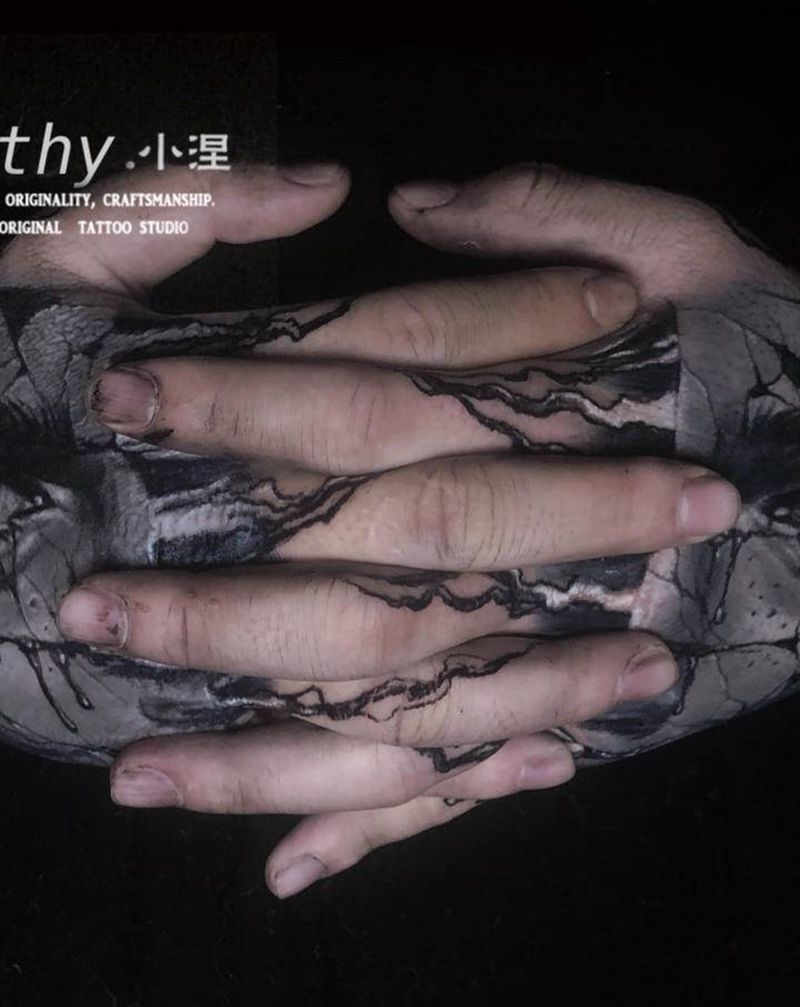原创爆手背纹身图片_手部欧美写实暗黑写实原创设计重庆纹身图案
