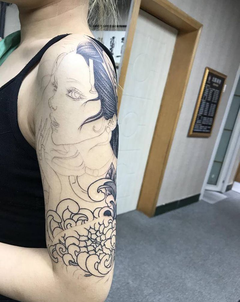 待续纹身图片_手臂新传统纹身图案