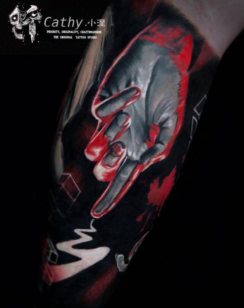 包小腿局部【手】纹身图片_腿部欧美写实原创设计重庆彩色写实纹身图案