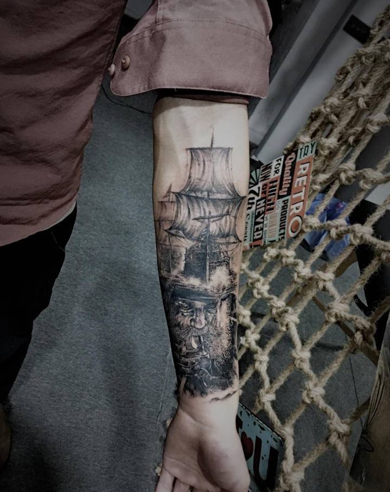 黑珍珠……纹身图片_手臂欧美写实纹身图案