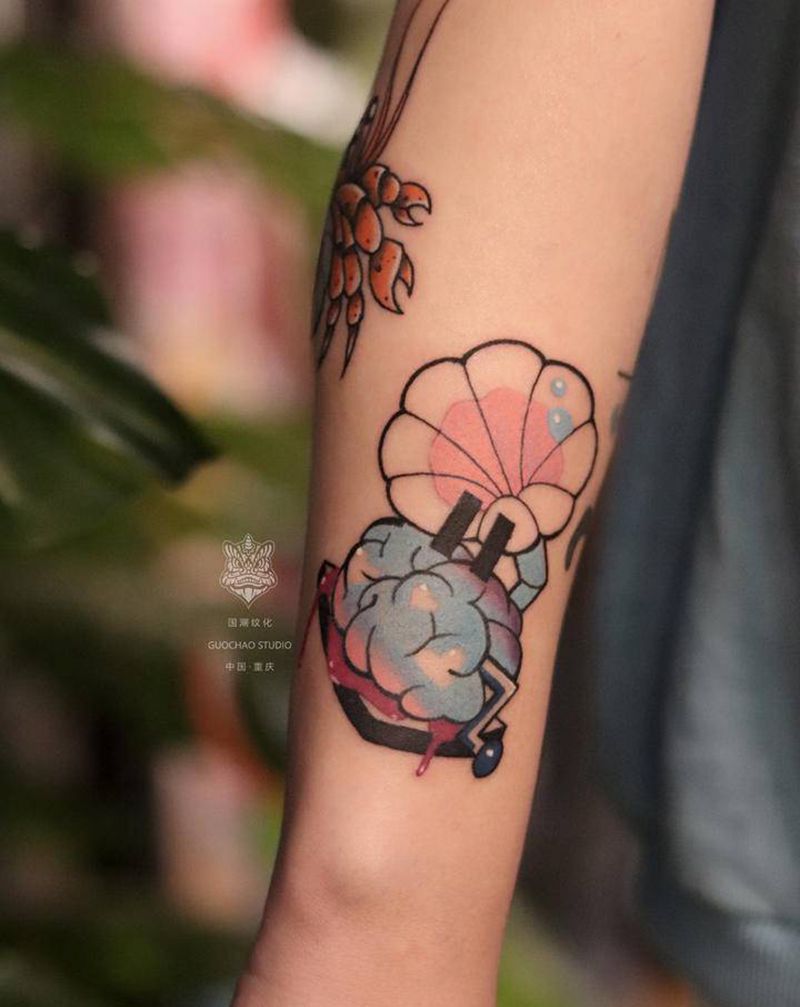 蟹蟹纹身图片_手臂New School纹身图案