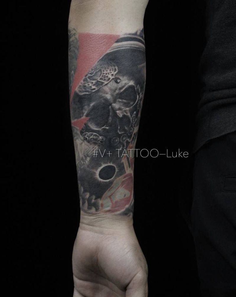 Black star填空纹身图片_手臂欧美写实纹身图案