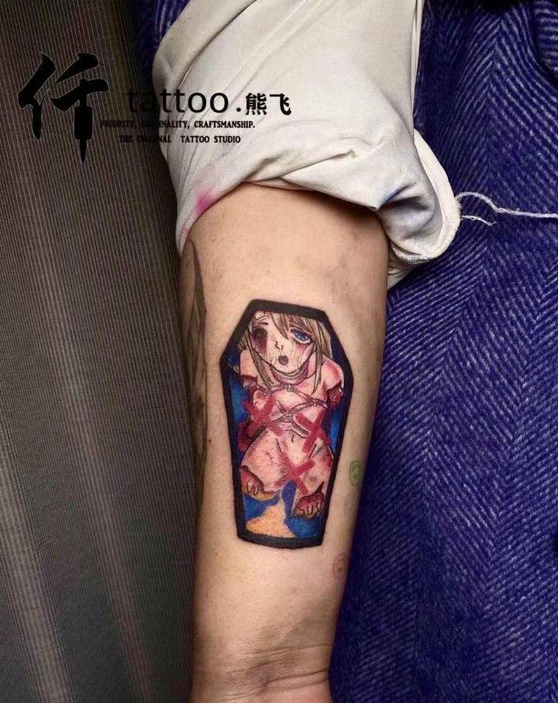 临摹小黄图纹身图片_手臂New School二次元重庆纹身图案