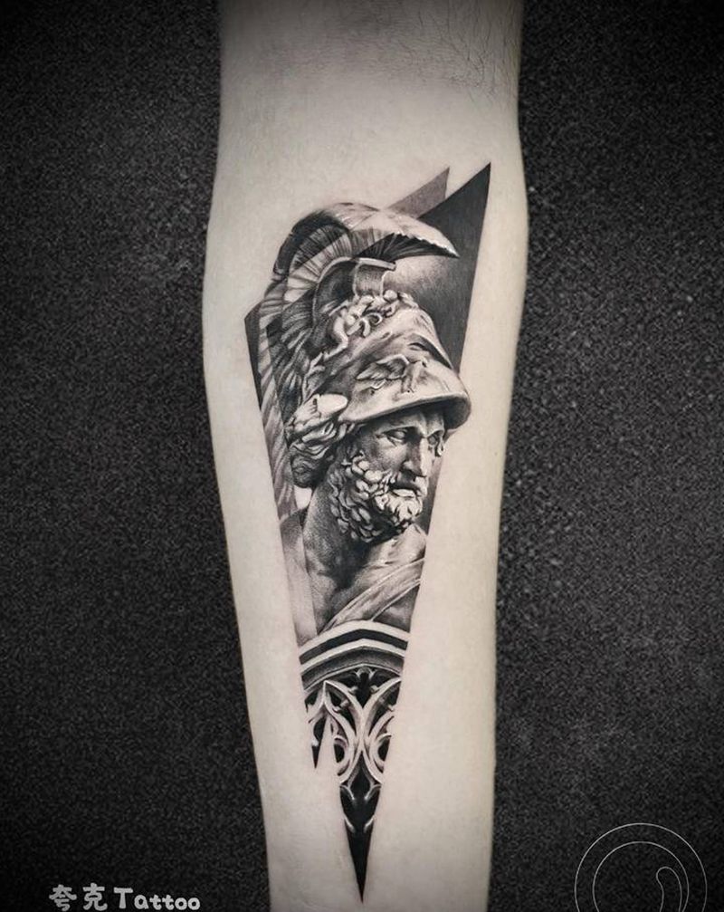 几何雕塑纹身图片_手臂欧美写实几何雕塑几何纹身图案