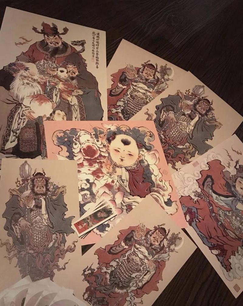 2021年画牛气冲天纹身图片_新传统水墨手稿年画中国风纹身图案