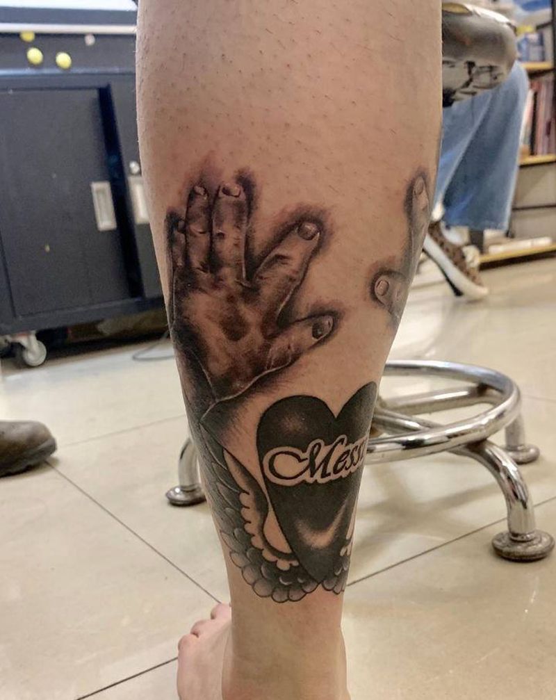 梅西同款纹身图片_脚部欧美写实手纹身图案