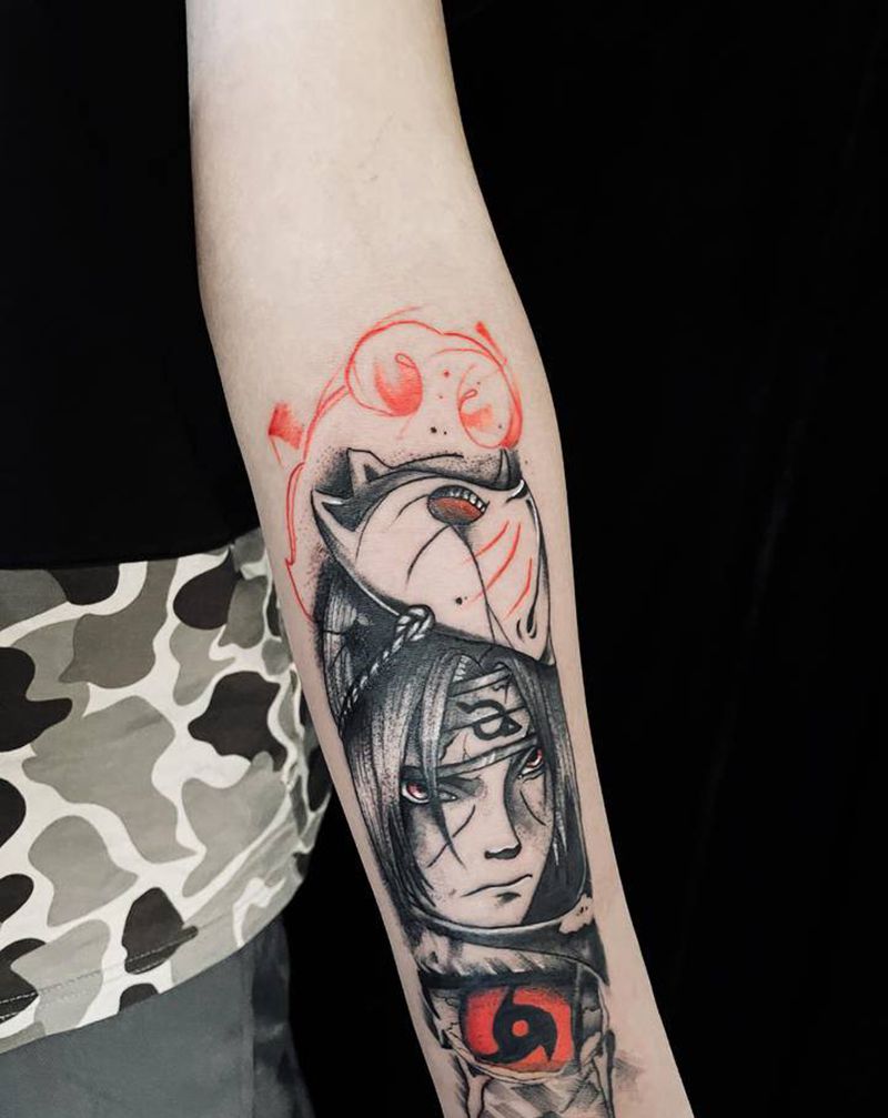 宇智波鼬纹身图片_手臂New School纹身图案