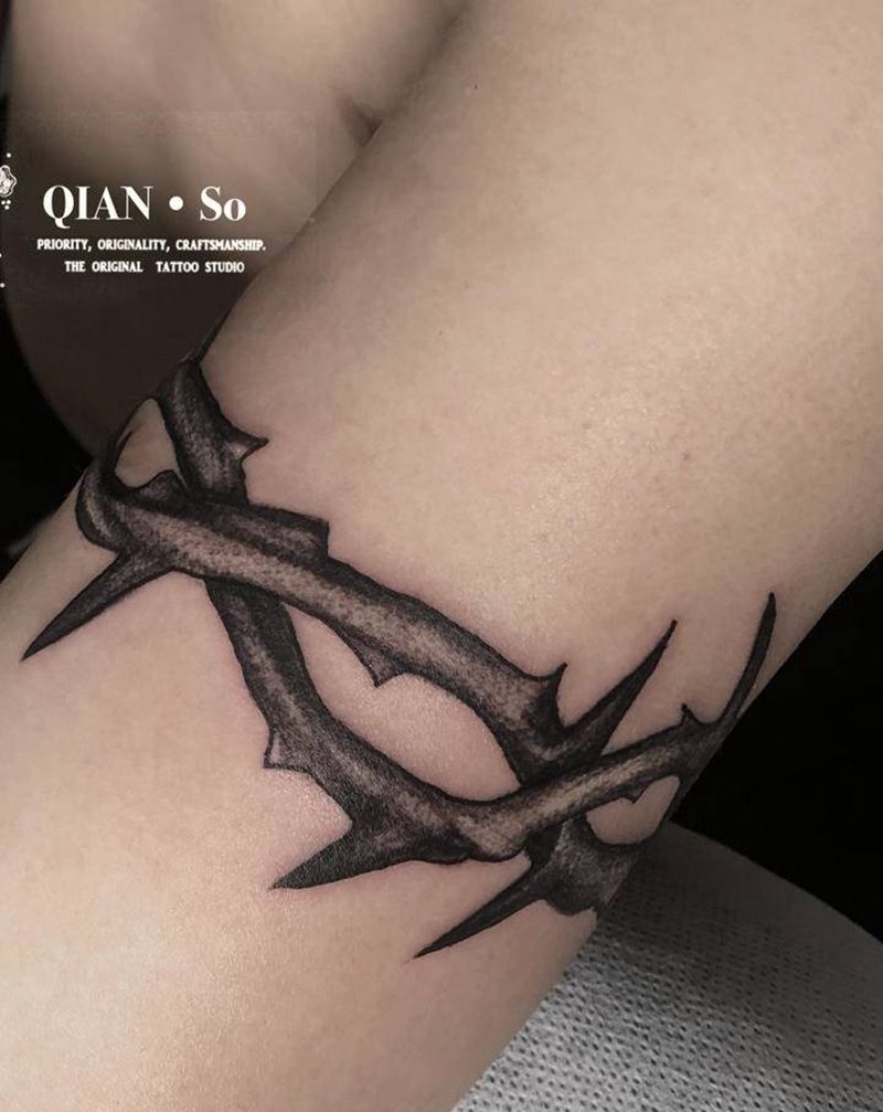 荆棘纹身图片_手部手臂New School点刺原创设计重庆臂环纹身图案