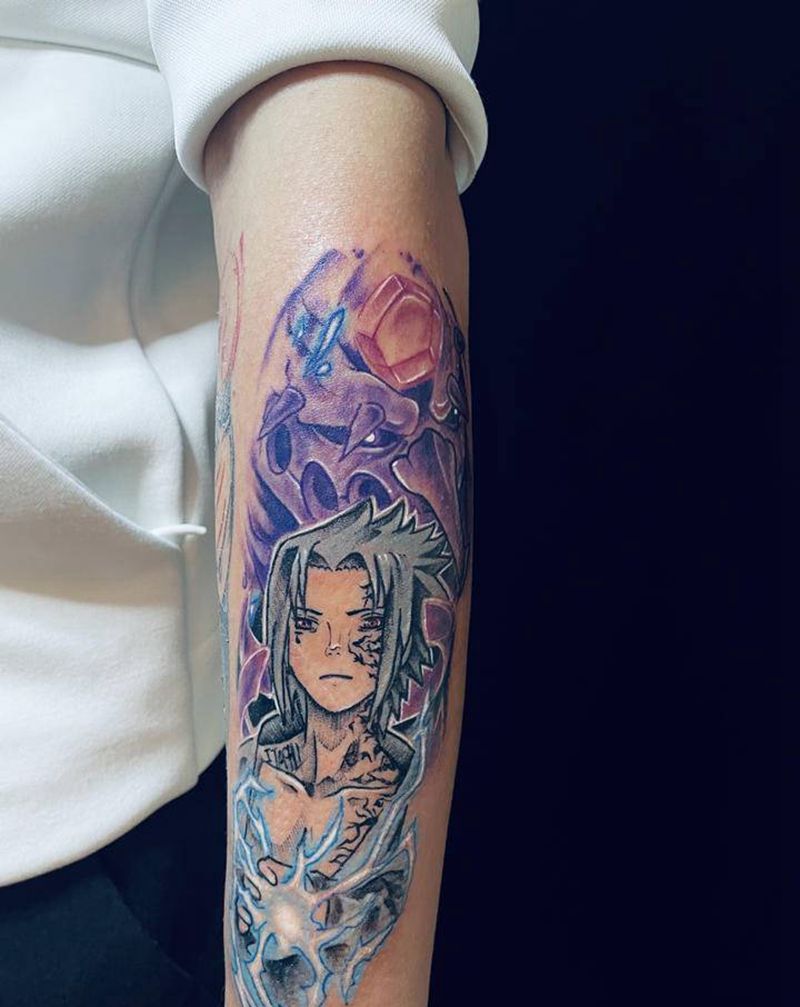 佐助纹身图片_手臂New School纹身图案