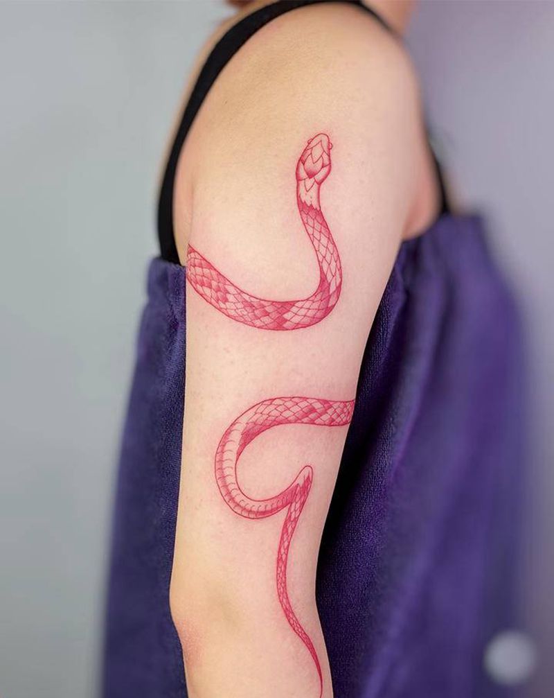 蛇纹身图片_手臂New School纹身图案