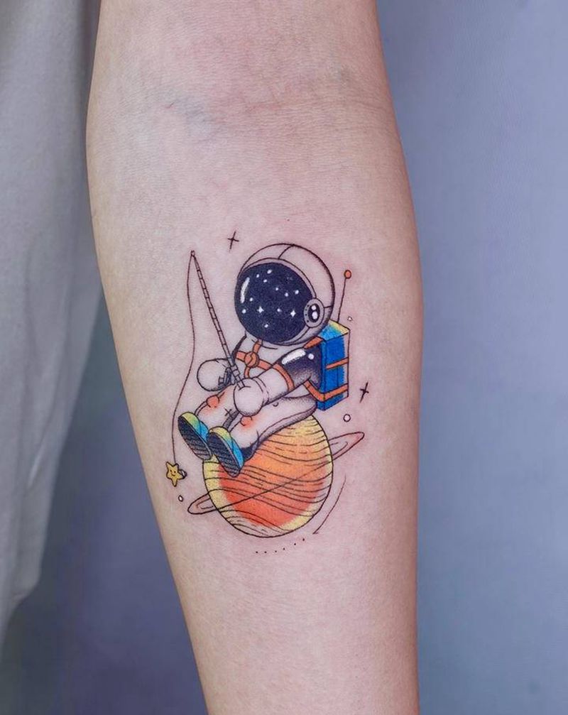 宇航员纹身图片_手臂New School纹身图案