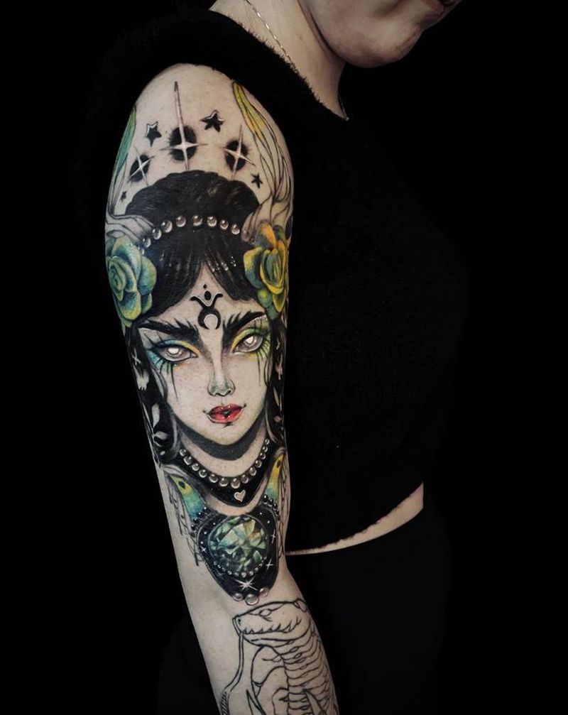 New school 女纹身图片_手臂New School纹身图案