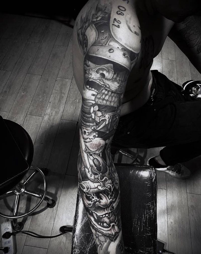 花臂纹身图片_欧美写实新传统纹身图案