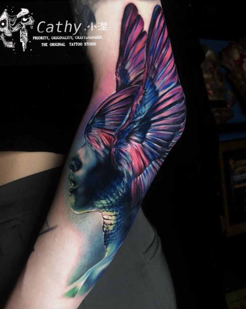 彩色写实纹身图片_手臂手部欧美写实重庆彩色写实人像写实纹身图案