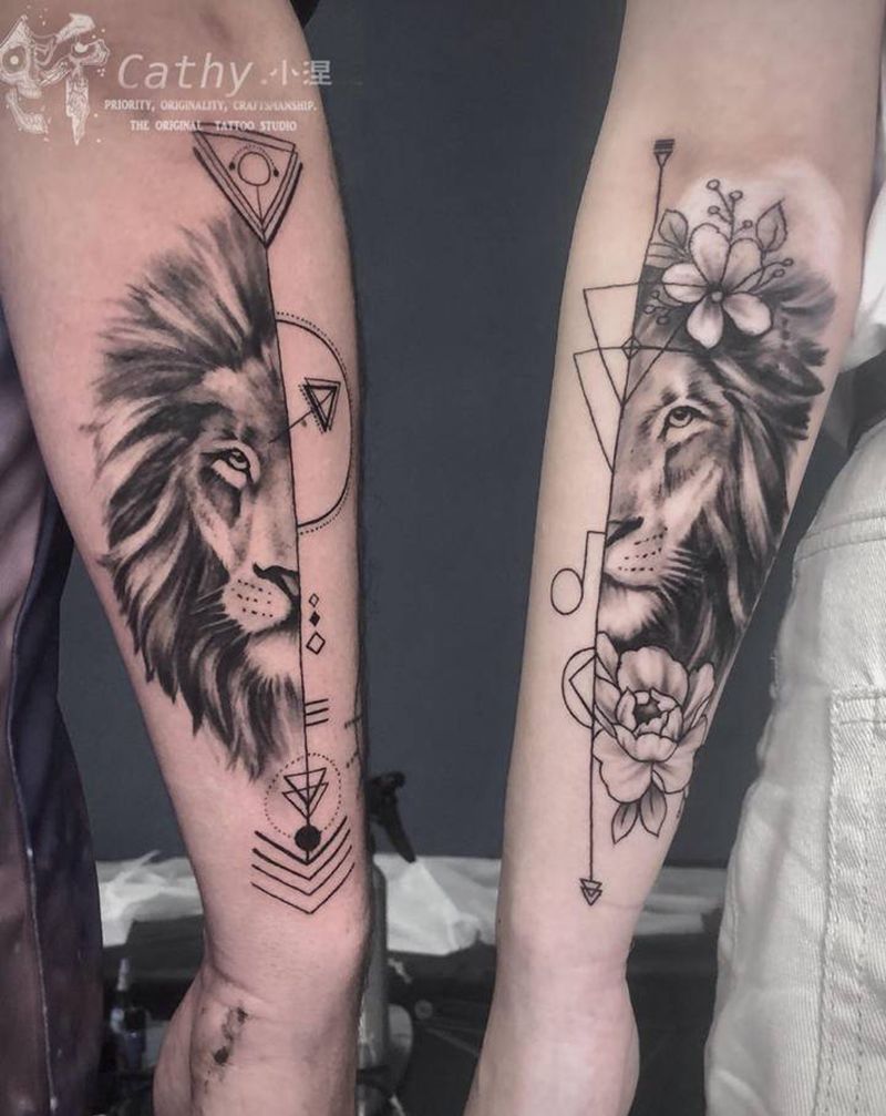原创情侣纹身纹身图片_手臂欧美写实几何重庆原创设计情侣纹身图案